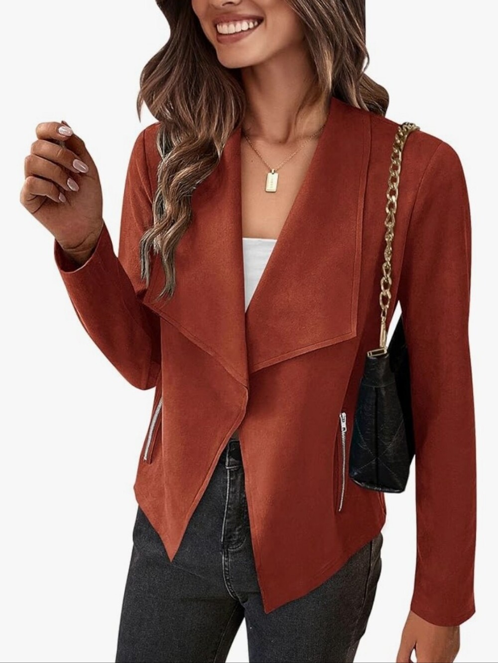 NWT Kirundo Rust Red Draped Open Front Jacket, Size XL